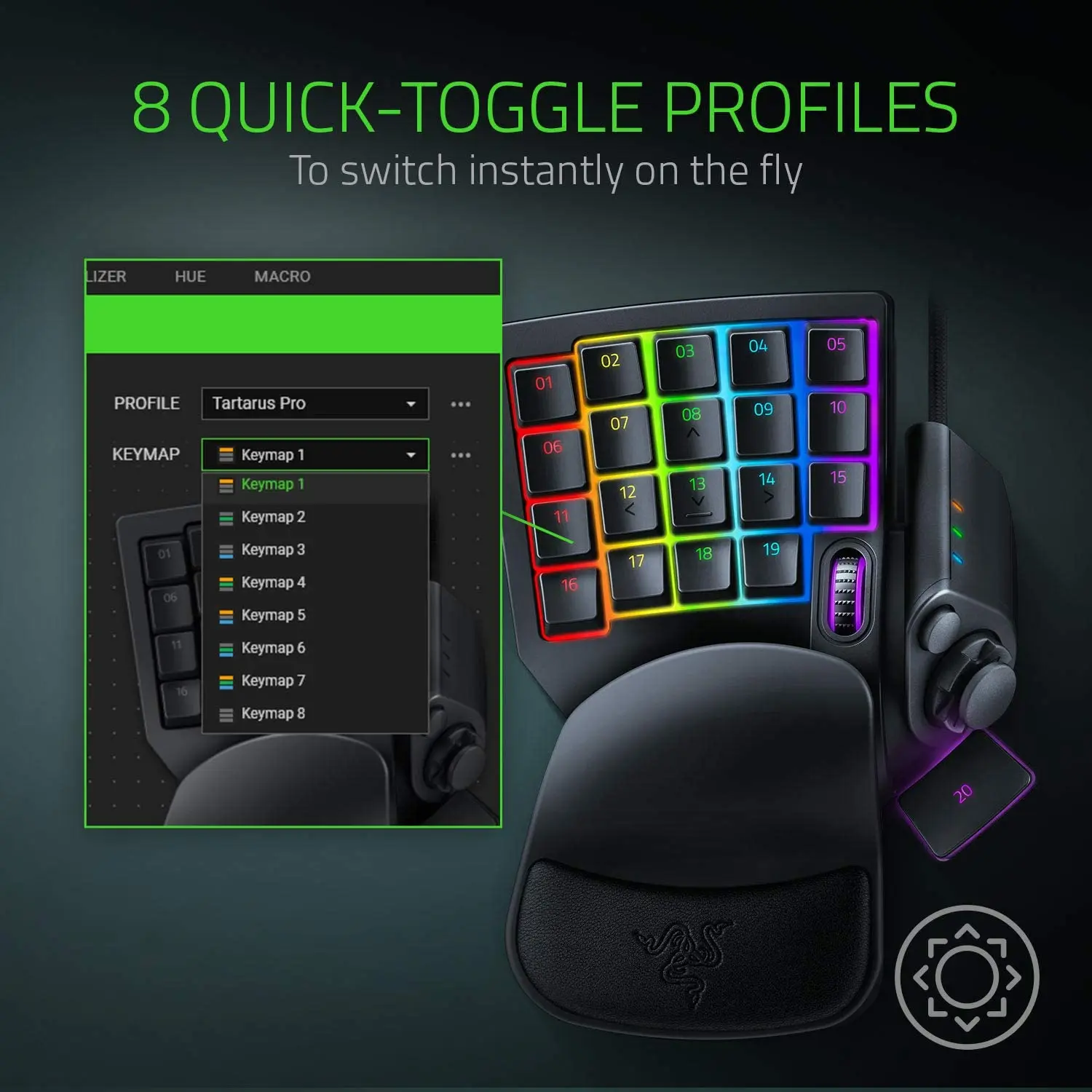 Razer Tartarus Pro Gaming Keypad Analog Optical Key Switches 32 