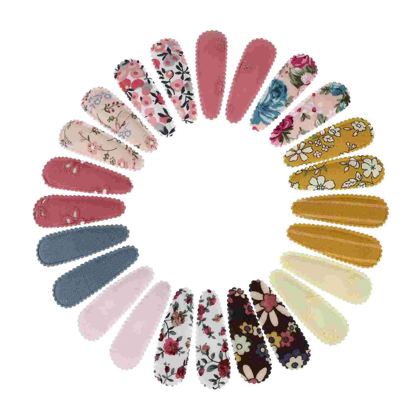 24 Pcs Floral Fabric Hair Clips Accessory Hairpin Korean Version Polyester Barrette for Girl