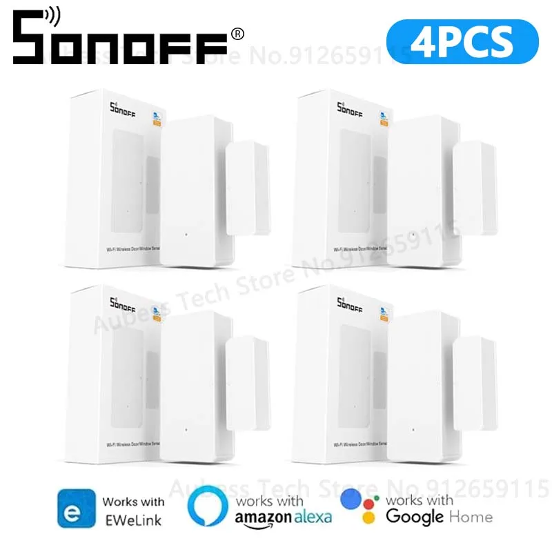 SONOFF DW2 WiFi Door Sensor eWeLink Door Window Open Detector Smart Home Security Protection Alarm System Alexa Google Assistant alarm lamp Alarms & Sensors