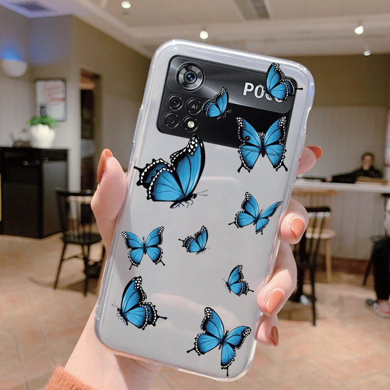 Elegant Floral Butterfly Soft Silicone Transparent Phone Case