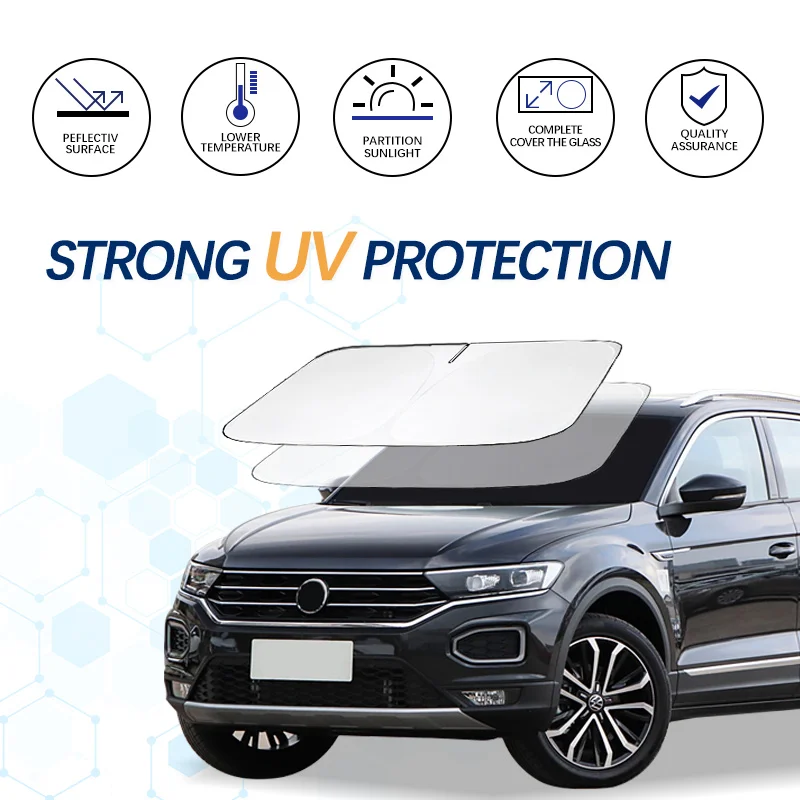 Windshield Sun Shade For VW Volkswagen T-Roc R Line Sunshade Sun Visor Protector Foldable Blocks UV Rays Keep Car Cooler