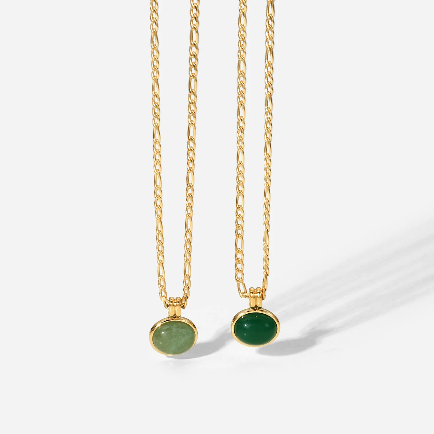 

Stainless Steel PVD 18K Gold Plated Tarnish Natural Greed Jade Pendant Necklace For Woman Jewelry Wholesale 2023 Trendy
