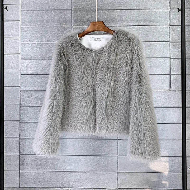 Faux Fur Coat for Women, Loose Casual Jacket, Solid Color, Short Outwear, Imitation, New Style, Korean Fashion, Autumn and Winte
