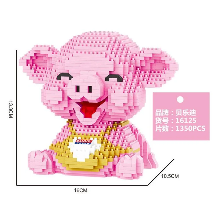 

Balody Mini Blocks Pink Piggy Building Bricks Small Model Animal Pig Toys for Children Educational Gifts Christmas Kids 16125