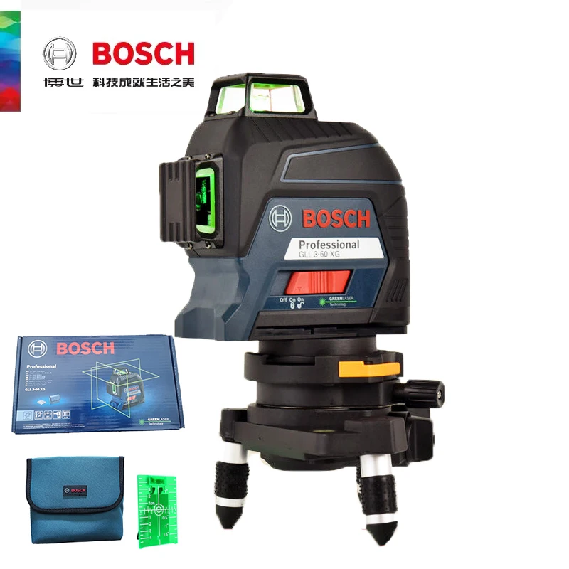 Bosch 12 Line Green line laser Level Automatic Self leveling Laser Level  GLL3-60XG Bosch Tool Set with Adjustment 1/4 Tripod New - AliExpress