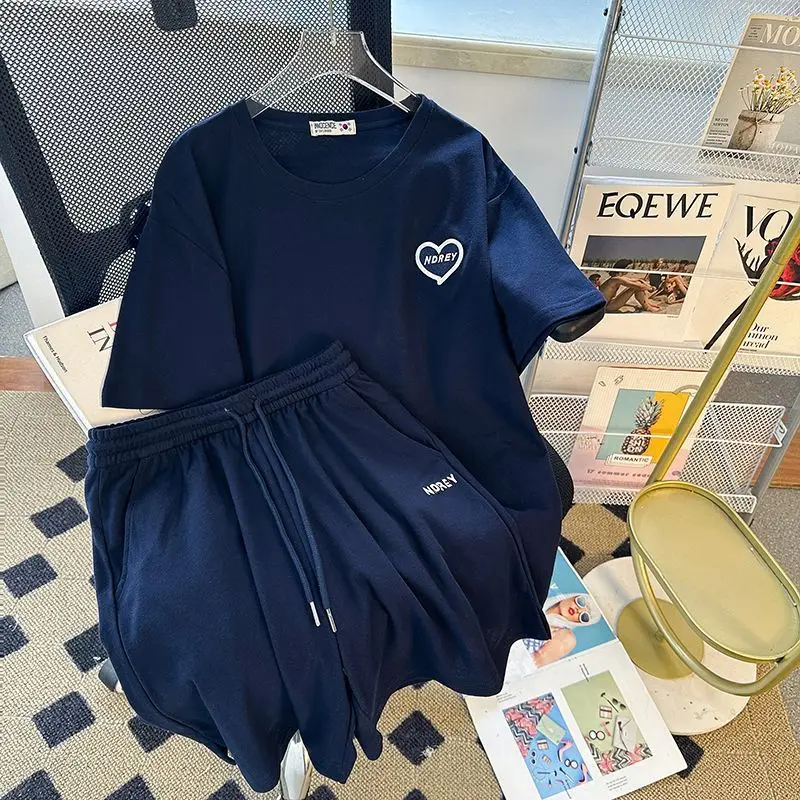 New Oversized Casual Sports Set for Women with Summer Trendy Design, Loose Fitting Two-piece Women's Set