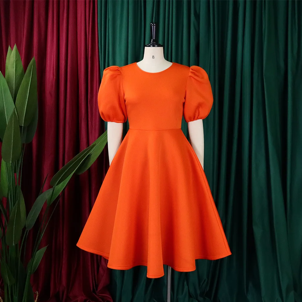 Plus Size Elegant Prom Women Puff Sleeve Solid Pretty Cloth 2023 Summer Sale New Evening Party Dress Female Casual 4xl Ball Gown