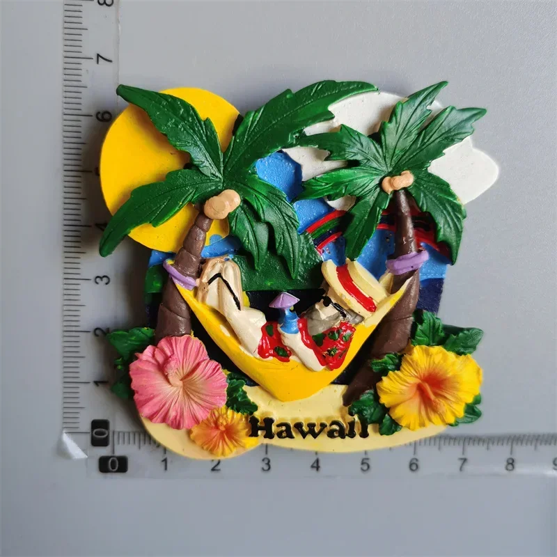 Hawaii State Map & Landmarks Collage Fridge Magnet - Collectible Souvenir
