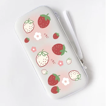 Mallette de rangement Simple aux fraises, 1 pièce, Compatible avec la Console de jeu Switch Lite, sac de rangement noir de voyage Portable