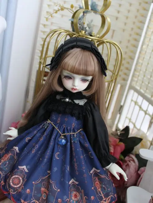 

1/6 1/4 1/3 BJD dress + hair Clips doll retro dress cute starry blue for 1/3 1/4 1/6 BJD SD DD 1/6 Blyth doll accessories