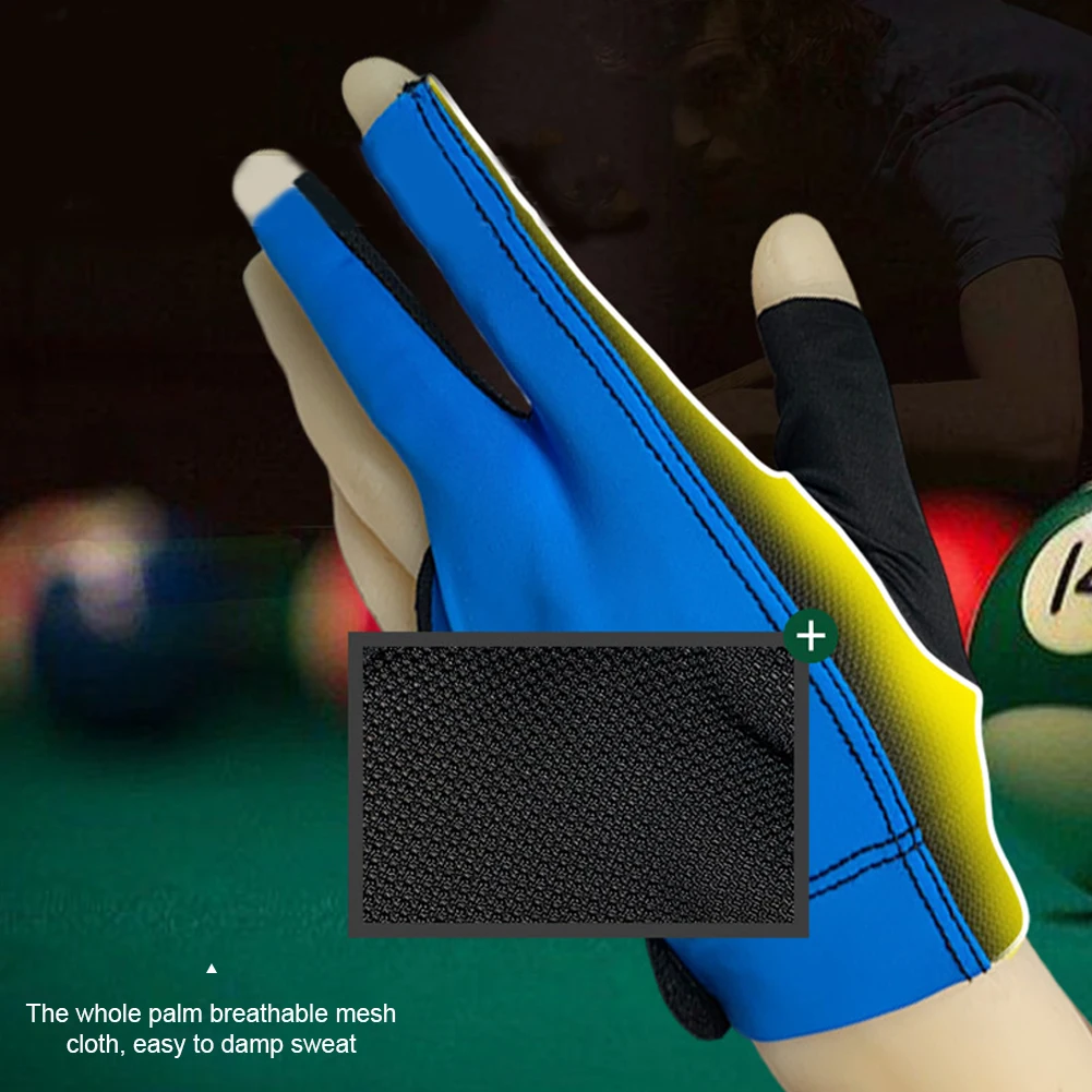 1Pc Beginners Practice Non-slip Billiard Gloves Professional Three Fingers Snooker Pool Cue Billiard Glove for Left Hand Lycra