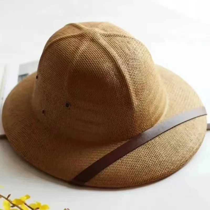Novelty Straw Helmet Pith Sun Hats For Men Vietnam War Army Hat Dad Boater Bucke