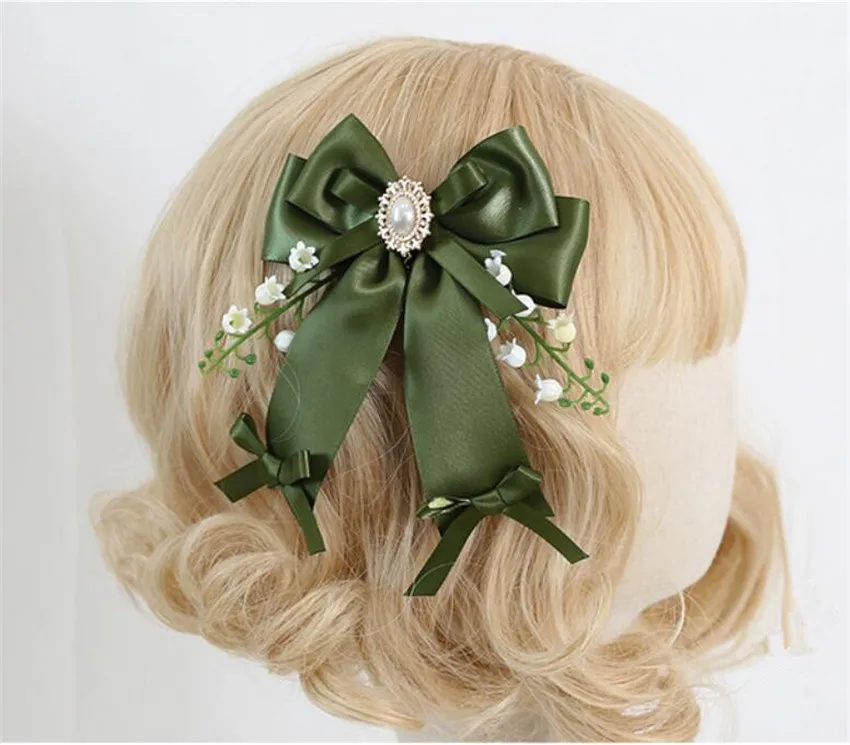 Mori Green Lolita Sweet Lace Bow Floral Lily of the Valley