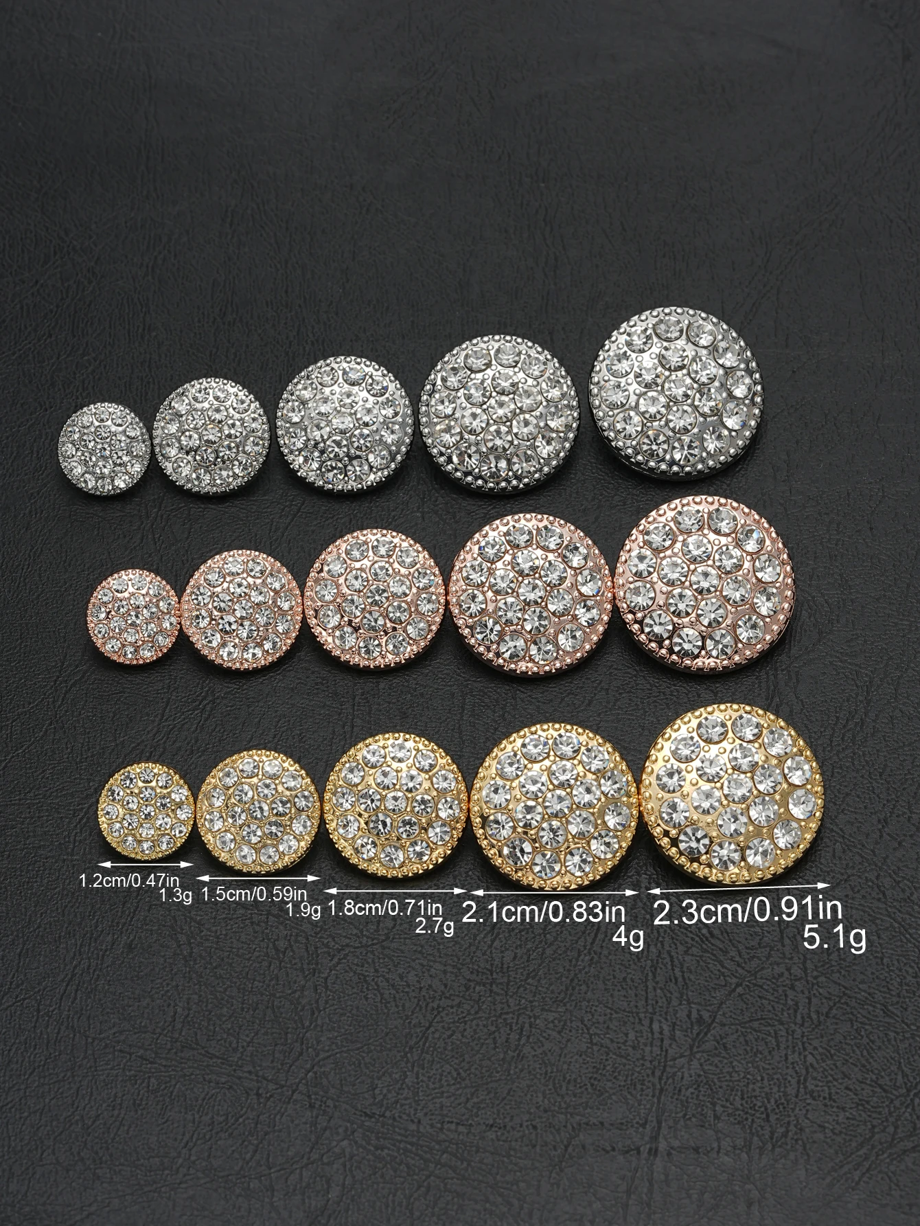 10PCS 럭셔리 크리스탈 버튼 라운드 다목적 장식 DIY 손으로 꿰매는 버튼 여성 의류 코트 가디건 셔츠