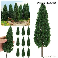 20Pcs 6cm Plastic Tower Shaped Trees Model Train Railway Railroad Scenery Landscape For Doll House Decor Pine Trees 1