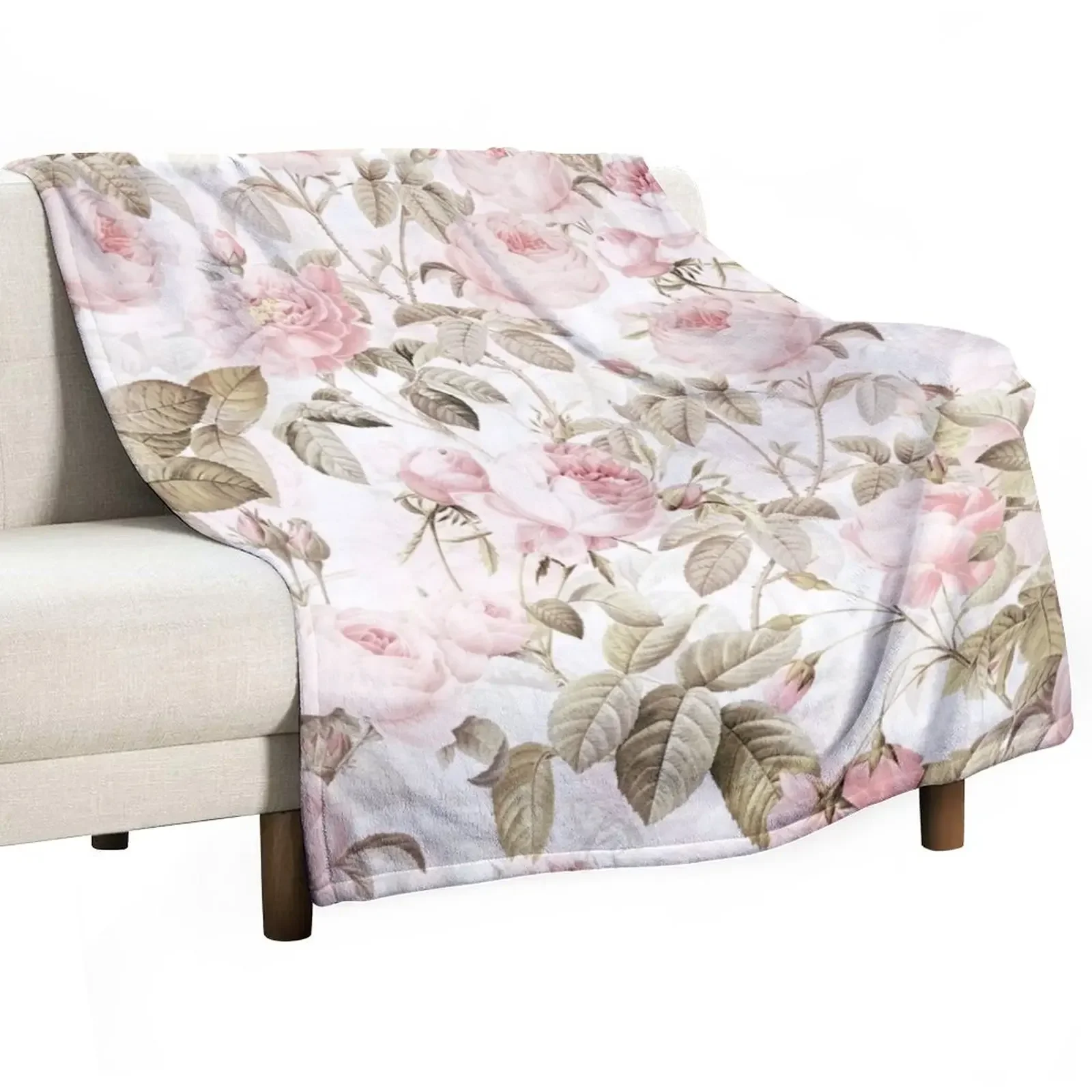 

Sepia Old Vintage Roses on Pink Pattern Throw Blanket sofa bed Thermal Blankets