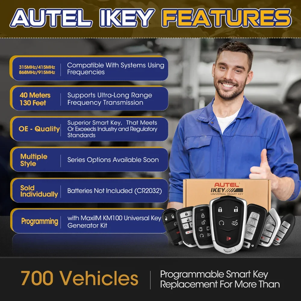 Autel MaxiIM KM100 IKEY 최신 시리즈 BMW/Hyundai/Nissan/Chrysler/Ford/Honda/GM 용 범용 프로그래밍 가능한 스마트 자동차 키 Fob