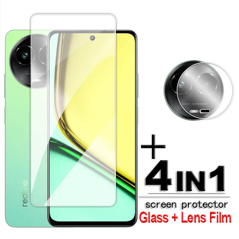 For Realme C67 Glass Realme C67 5G Tempered Glass 6.72 inch Transparent Full Glue Screen Protector For Realme C67 Lens Film