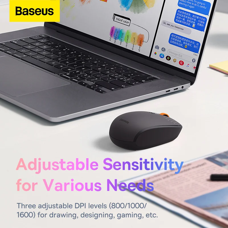 Baseus Mouse Wireless Bluetooth Mouse Ergonômico Silencioso para Macbook Laptop Tablet Computador pc Silencioso Mudo 2.4g Mouse Wireless Mouse - Imagem 2
