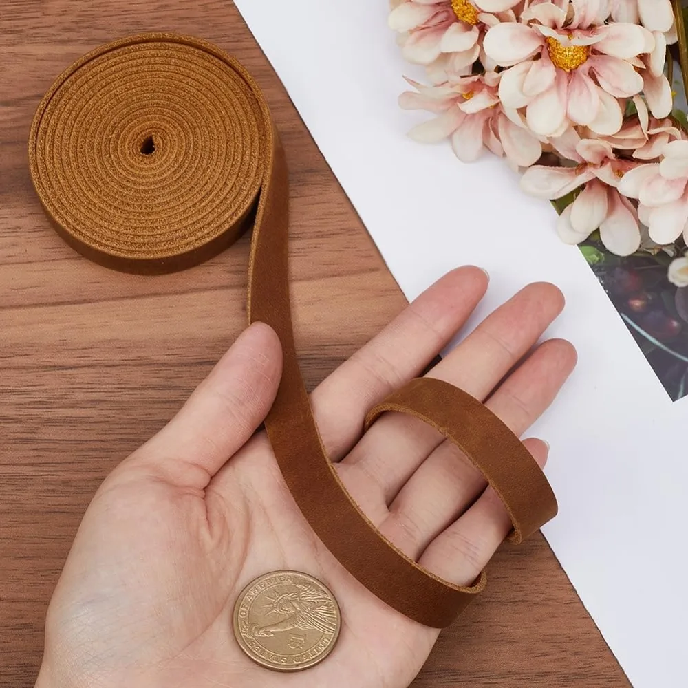 2M 플랫 AB 등급 소가죽 가죽끈 신발 가방 바느질 패치워크 DIY 공예 아플리케 카멜 12.5x1.82mm