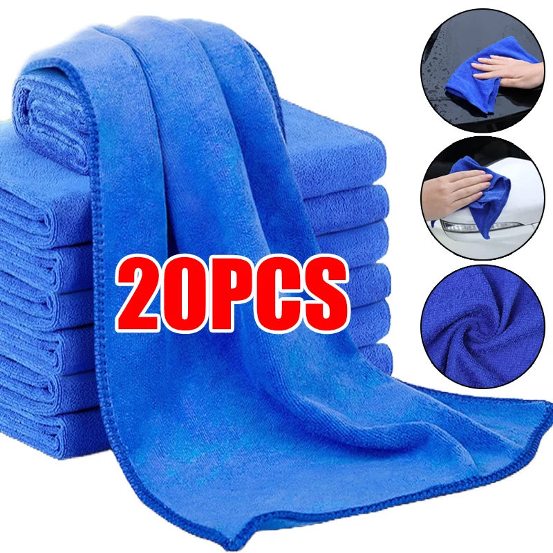 

20/1Pcs Microfiber Thin Towels for Car Cleaning Soft Drying Cloth Hemming Water Suction Automobile Home Washing Duster Towel