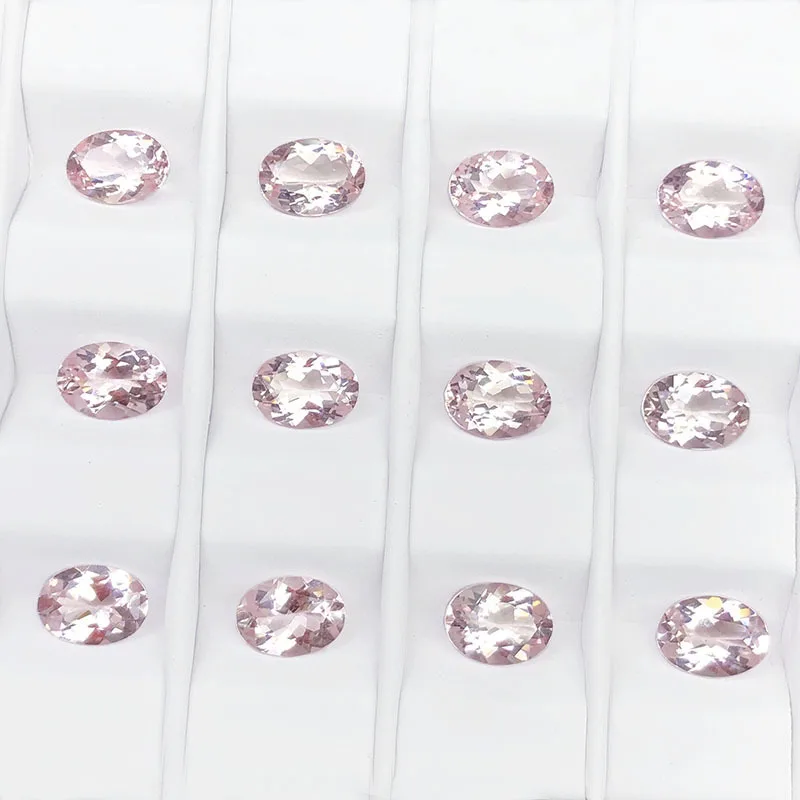 2pcs/lot High Quality Natural Stone Pink Morganite Oval Shape Facet 8x10mm Eye Clear Loose Gemstone For Jewelry Making