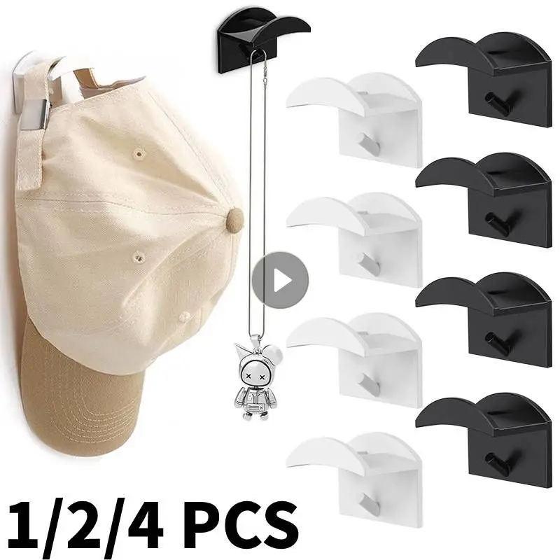 1/2/4PC Baseball Caps Hooks Self Adhesive Sticky Wall Mount Rack No Drilling Casual Hat Holder Storage Portable Hanger Organizer storage hook hat rack