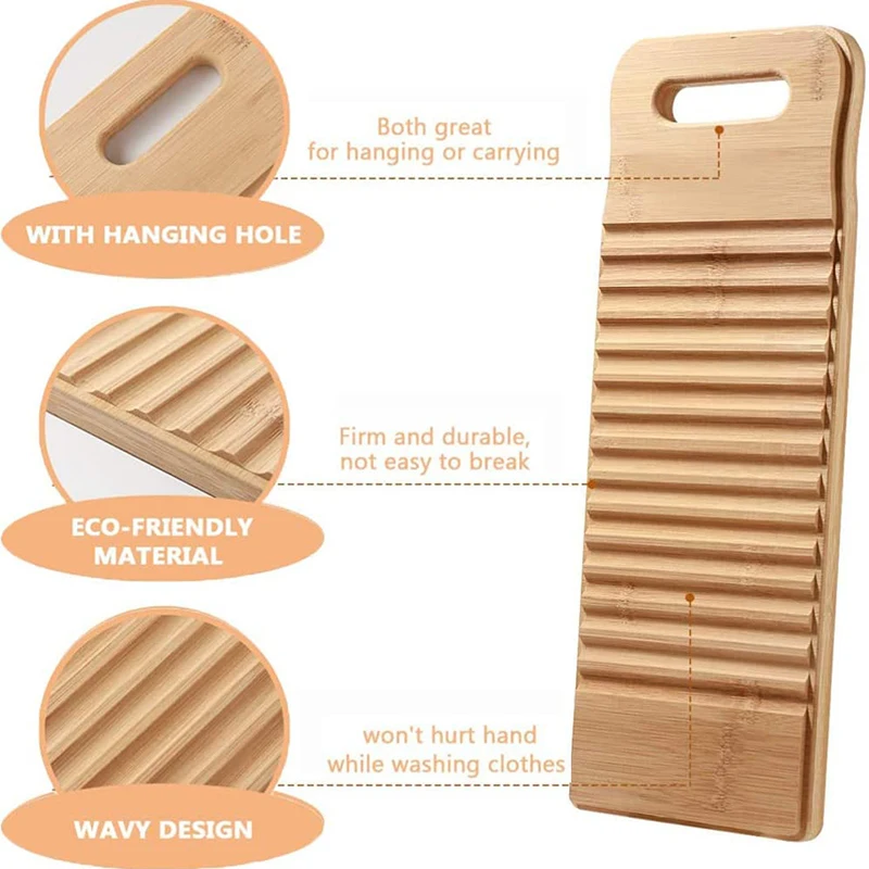 Wooden Washboard Manual Laundry Large Board Anti-slip Thicke Laundry Scrub Board Household Cleaning Tool Bathroom Accessories laundry board