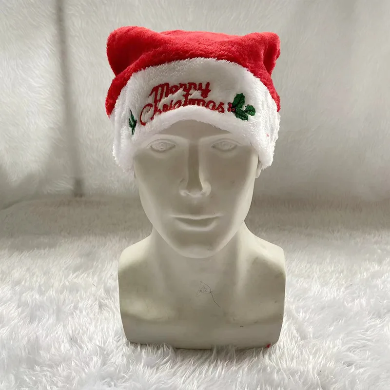 Santa Hat Santa Letter Embroidery Silk Red Snowflake Plush Christmas Hat Christmas Embroidery Ornaments