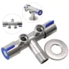 Double Handle Bathrooms Faucet Stainless Steels Cold Water Faucet Bathroom Washing Machine Faucet Triangle Valve Accessories 2