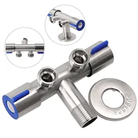 Double Handle Bathrooms Faucet Stainless Steels Cold Water Faucet Bathroom Washing Machine Faucet Triangle Valve Accessories 2