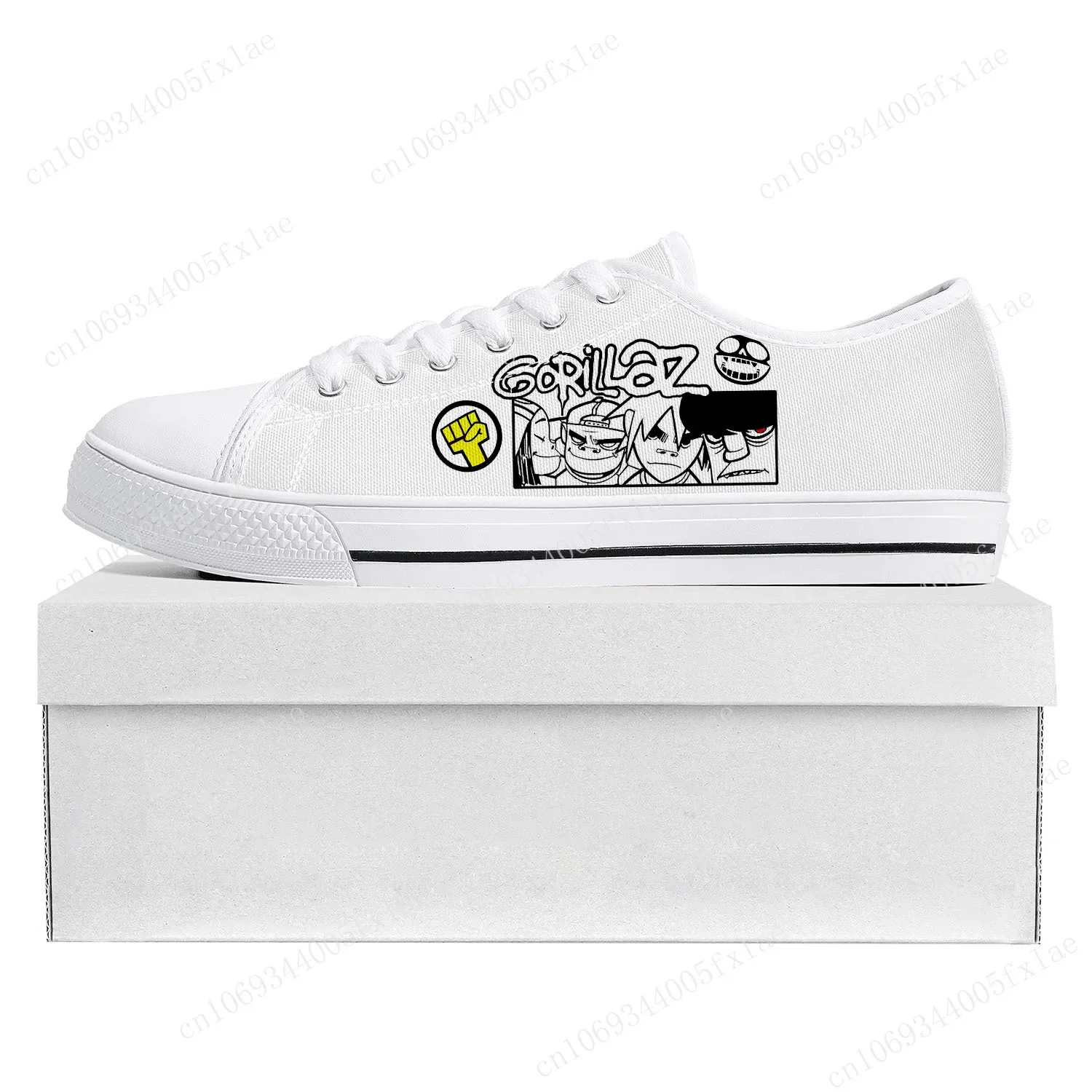 

Gorillaz Band Low Top High Quality Sneakers Mens Womens Teenager Canvas Customized Sneaker Casual Couple Shoes Custom Shoe White