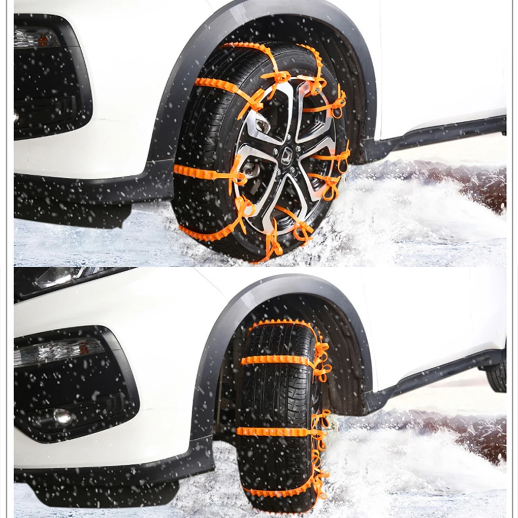 10pcs/set Car Anti-skid Chains Tough Snow Chains For Cars With Small Size Tire Snow Strong Grip Anti-skid Cable Ties