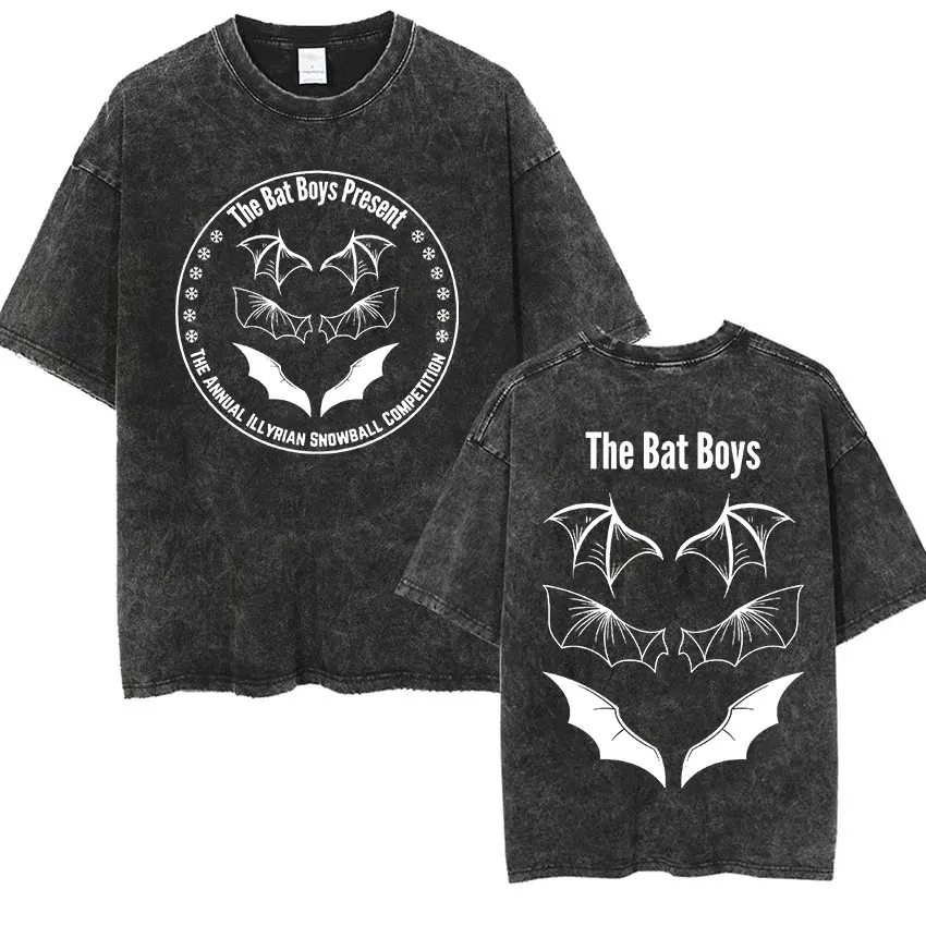 The Bat Boys Rhysand Azriel Cassian T Shirt Men Women Vintage Washed Short Sleeve T-shirts Aesthetic Clothing Oversized T-Shirt