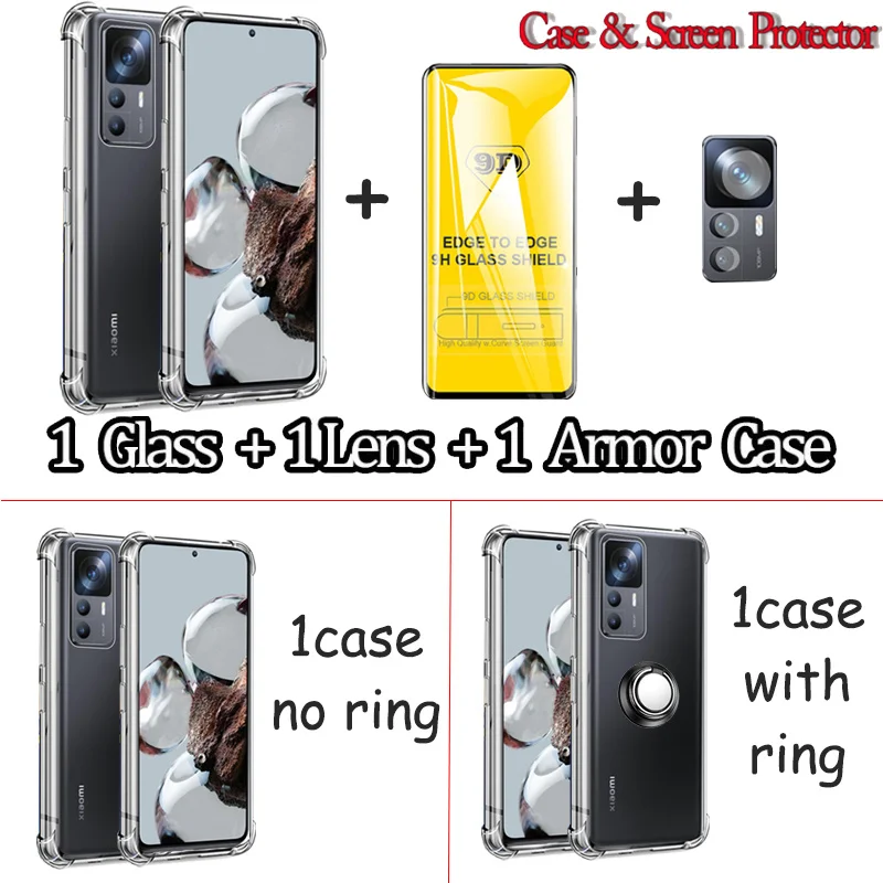 case&screen protector for xiaomi 13 cover xiaomi 12 T Pro glass protector  for xiaomi 11t pro xiaomi 12 lite transparent case xiaomi-13 funda -  AliExpress