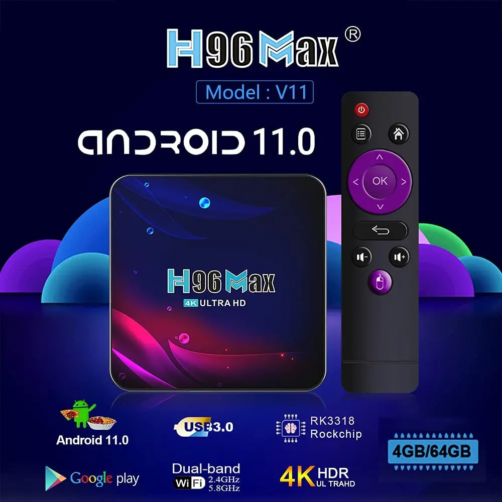 4K Smart Tv Box Android 11 H96 Max Hd with 2.4G WiFi Hd 4GB RAM 32GB ROM Wifi For netflix 3.0 DLNA Tv set-top box Media Player 2