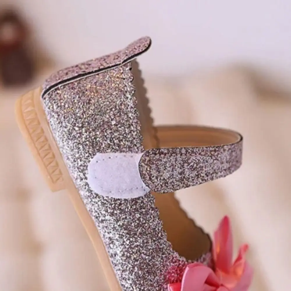 Sweet Glitter Princess Dress Shoes Soft Bottom Non-slip Leather Shoes Breathable Bright Dance Party Shoes Girls