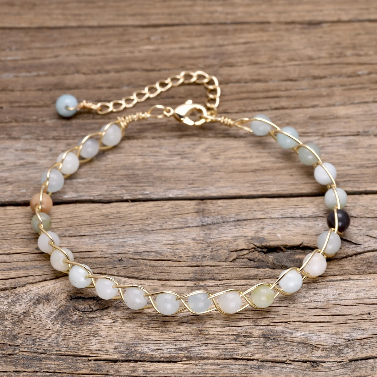 Chakra healing copper bracelet on hand