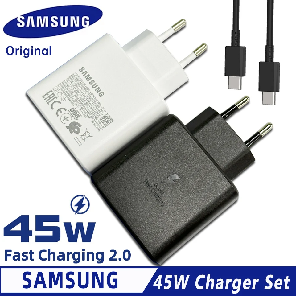45W Fast Charger with USB-C Cable for Smartphones and Devices