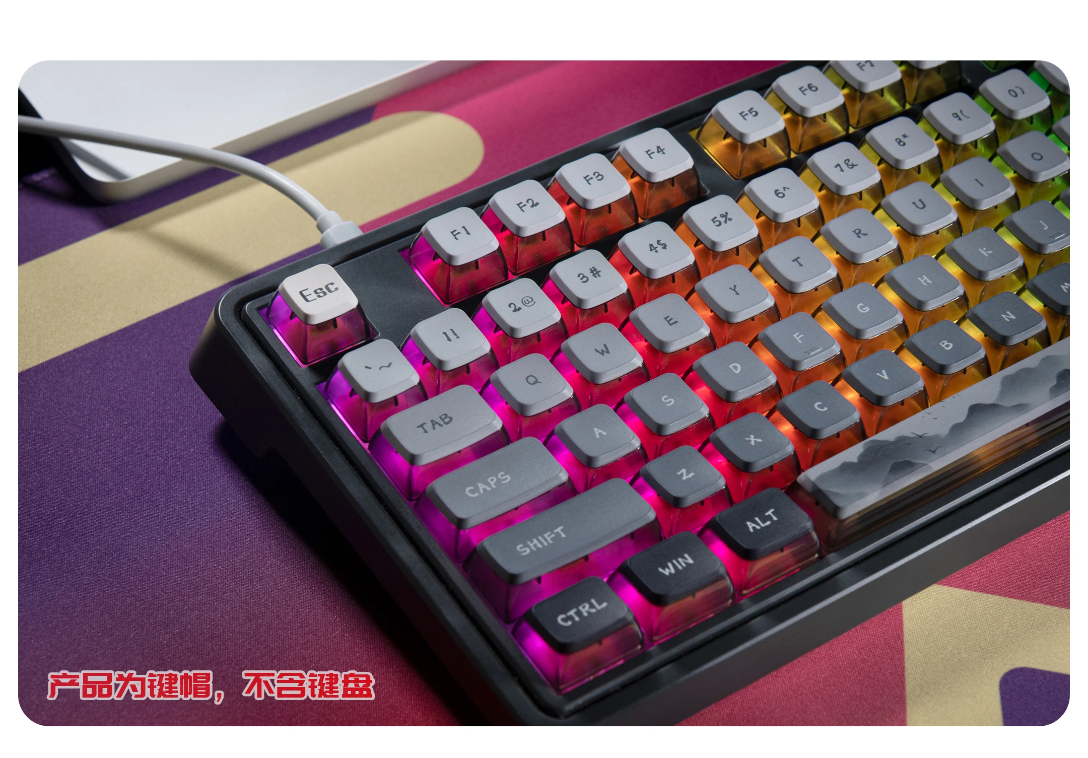 ASA XDA-Leite Keycaps Set Teclado, transparente, PBT,