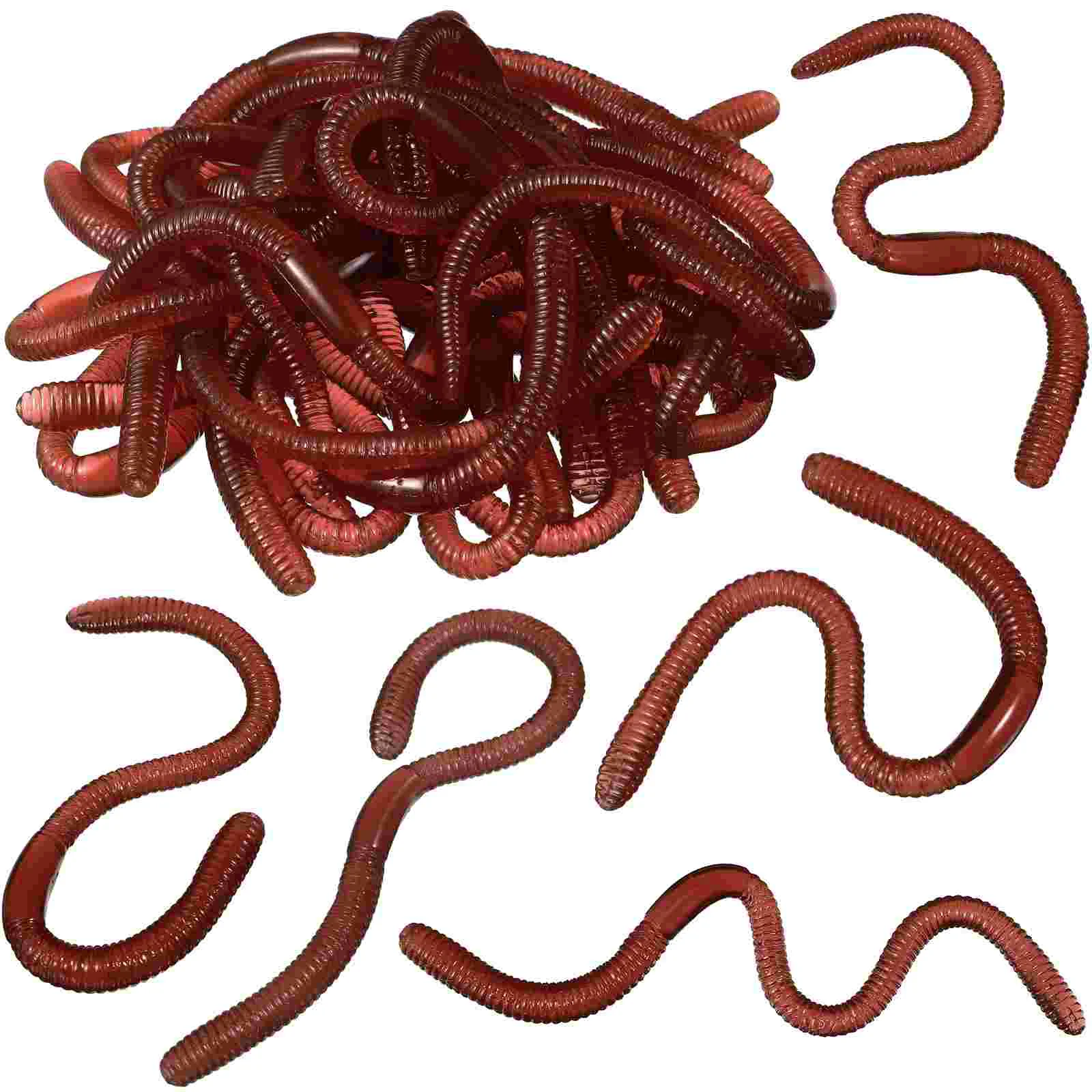 

25 Pcs Earthworm Tricky Toys Fake Earthworm Stretchy Earthworms Models Props for Halloween April Fool's Day Party