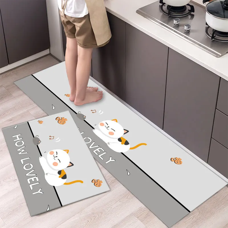 

Kitchen Mats Absorbent Bathroom Carpet Living Room Floor Area Rugs Hallway Doormat Floor Bathroom Anti-slip Waterproof Carpet
