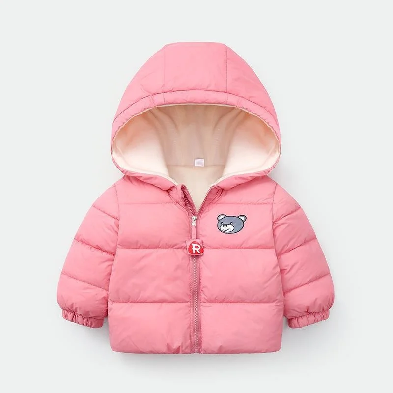 New Kids Outerwear Children Warm Coldproof Jacket Winter Baby Fashion Hooded Cotton Overcoat Boys Girls Cartoon Coat 2-6Y
