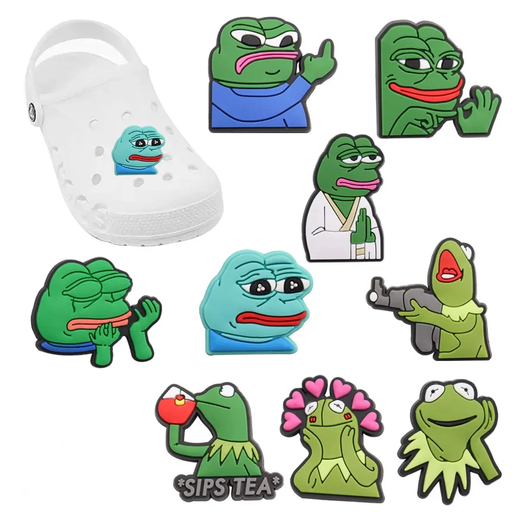 Neue Ankunft 1 Stücke PVC Lustige Frösche Tiere Schuhknopf Charms für Kinder Zubehör DIY Weihnachtsgeschenk