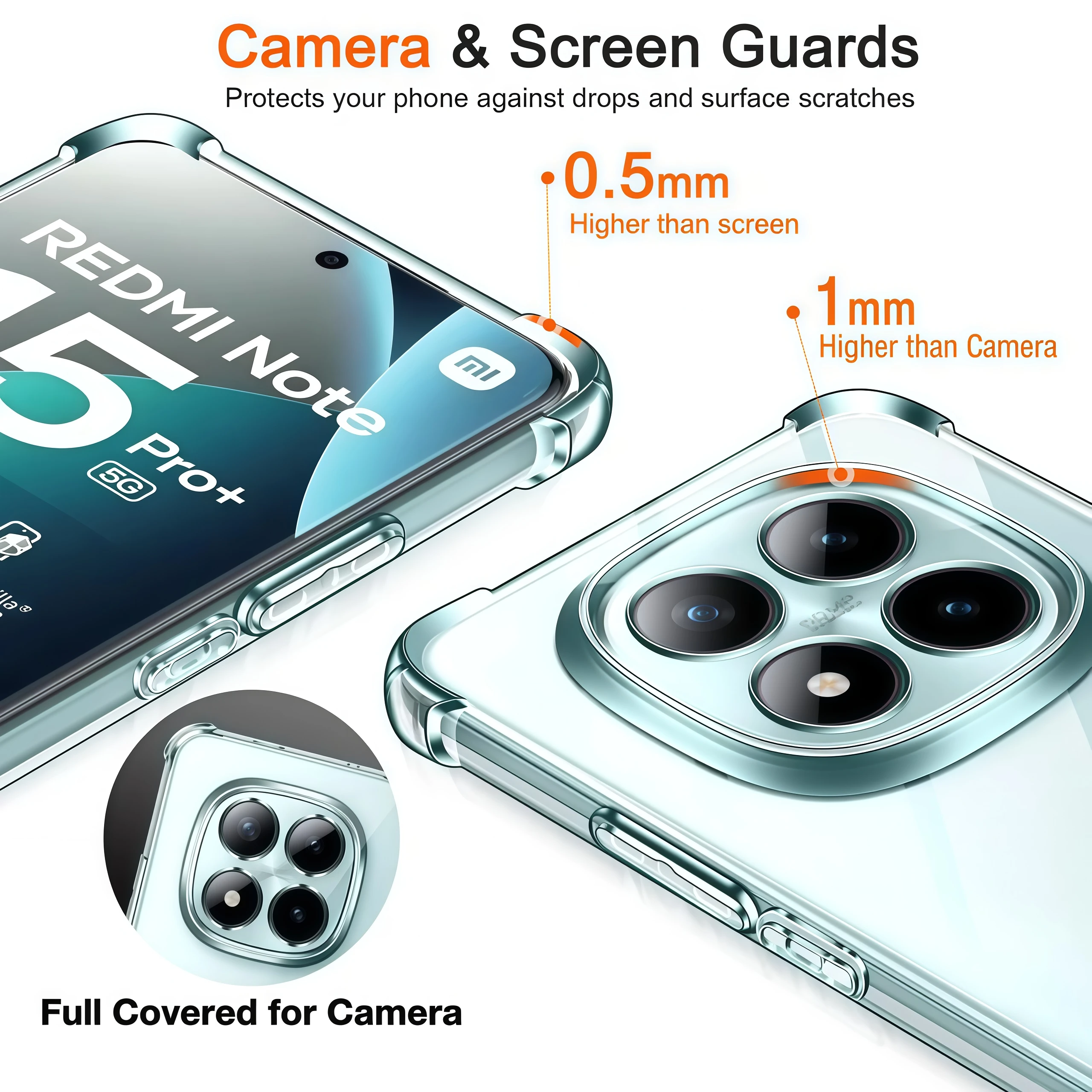 Shockproof Transparent TPU Protective Phone Case with Reinforced Corners