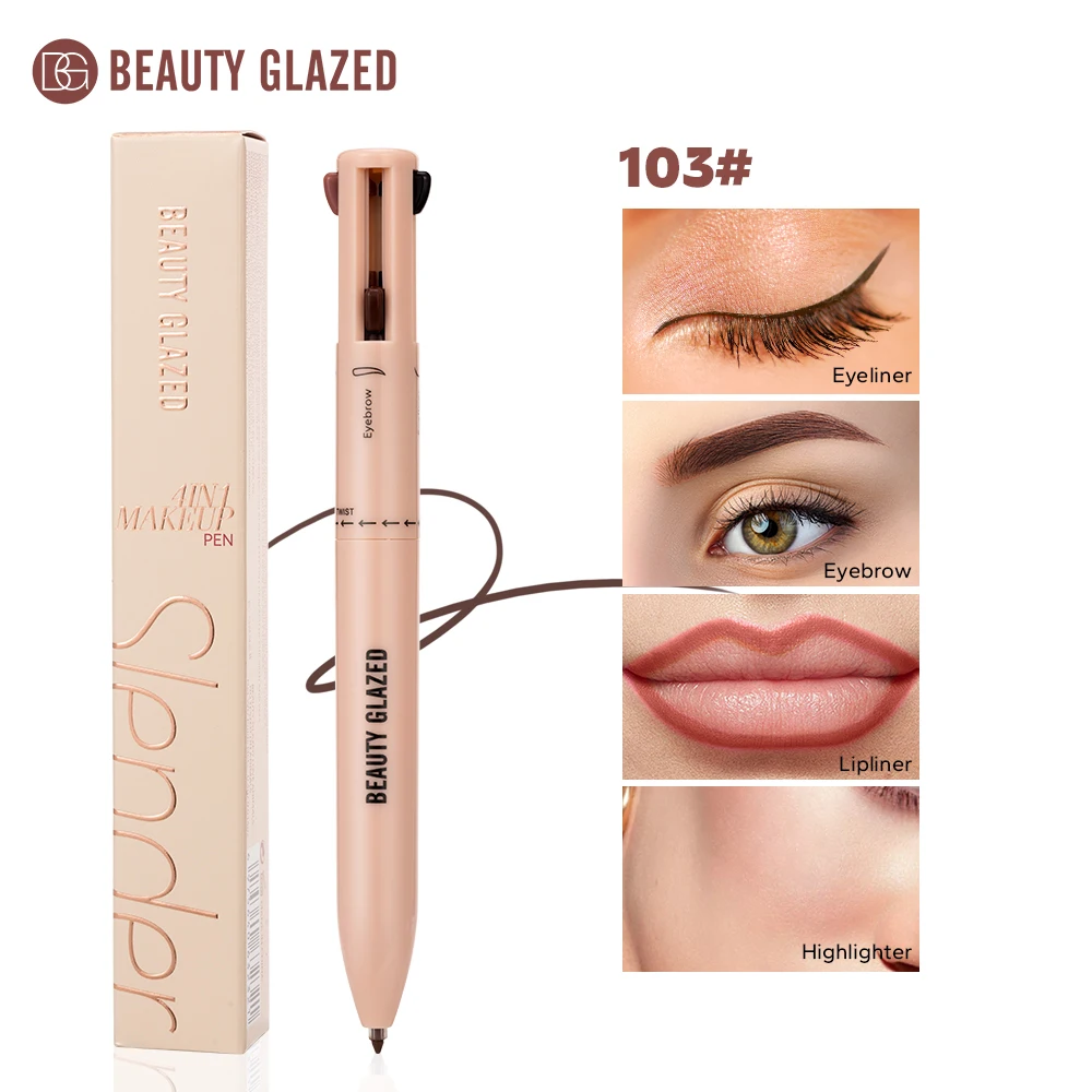 Beauty Glazed 4-in-1 Multifunctional Makeup Pen - Eyebrow, Eyeliner, Lip Liner, Highlighter with Matte Finish