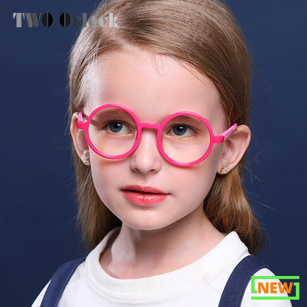 Ultra-light Flexible Kids Glasses Frame Round Eyeglass Frame Girl Boy Child Optic Frames Anti Blue Light Glasses specs