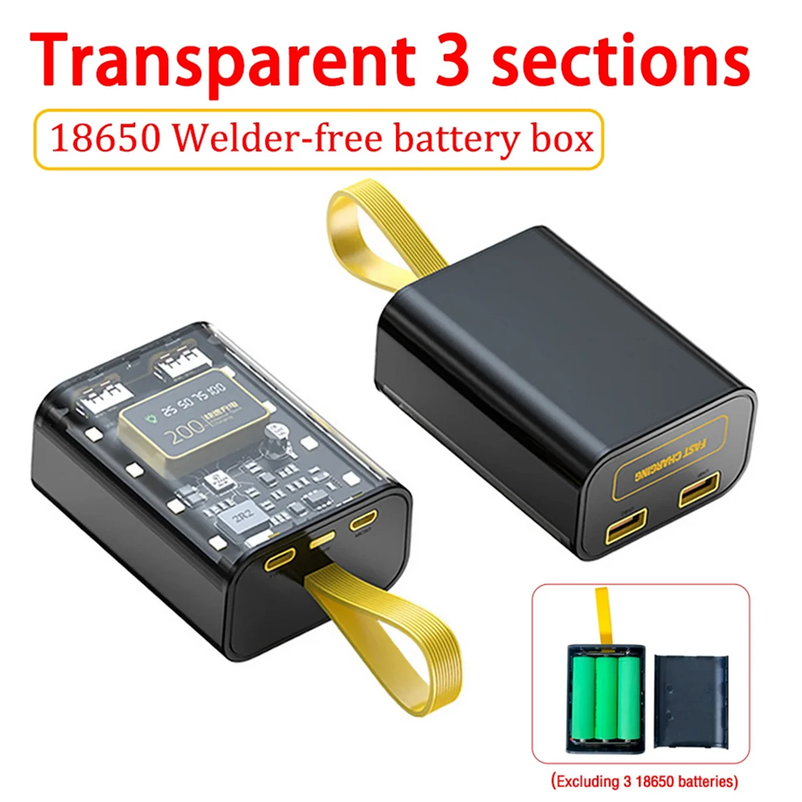 

3*18650 Battery Charger Case DIY Power Bank Box 10W Fast Charge 5V 2A Dual USB Output 18650 Battery Case With LED Night Light