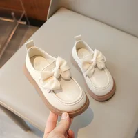 Big Bow-knot Kids Oxfords 2025 Spring Autumn Girls Soft PU Leather Shoes Party School Casual Shoes For Girl Brown, Black, Beige 2