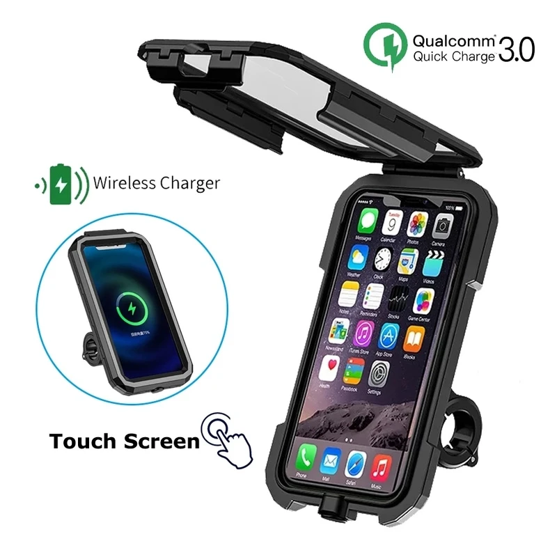 Motorcycle Wireless Charger Holder Type C QC3.0 Fast Charge Motorbike Phone Holder Waterproof Cellphone Case Motor Stand Support mobile holder